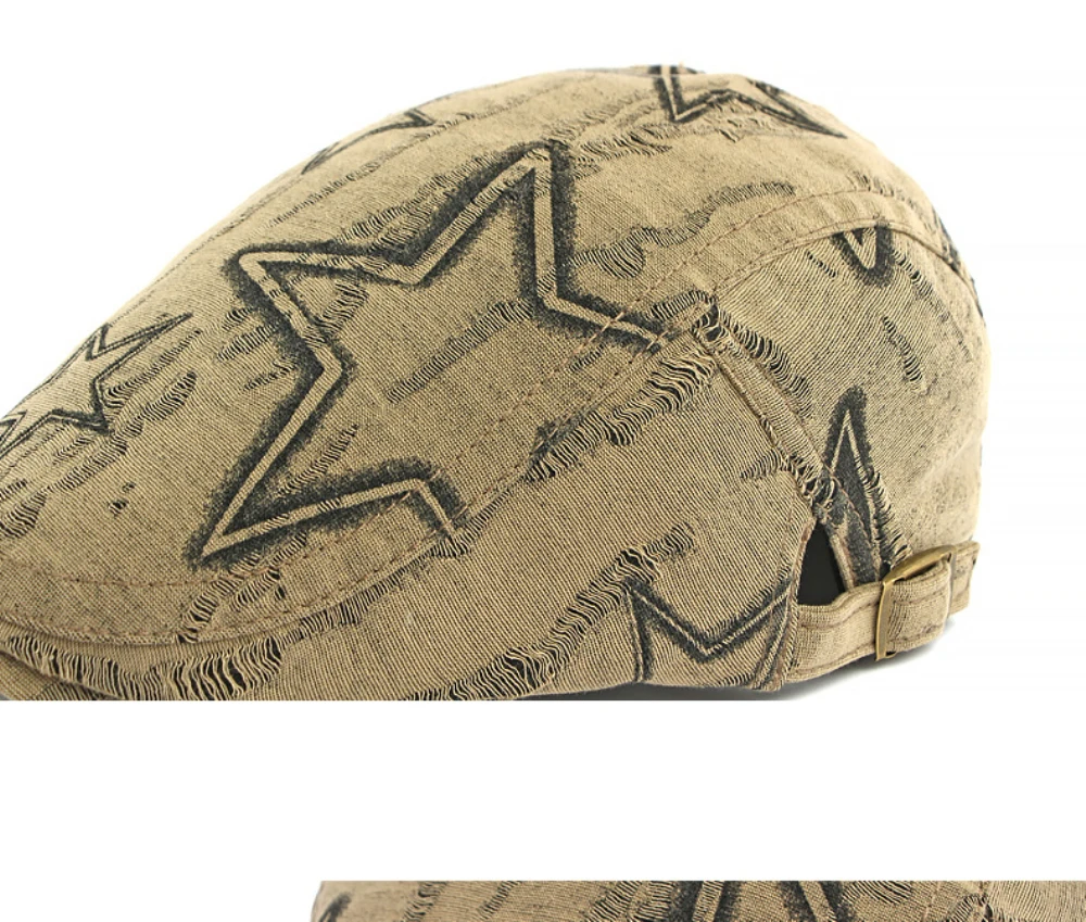 HT5095 Herren- und Damen-Baskenmützen Retro Künstler-Mütze Shabby Stars Ivy Flache Mütze für Männer und Frauen Frühling Sommer Verstellbare Baskenmütze – Detail 5