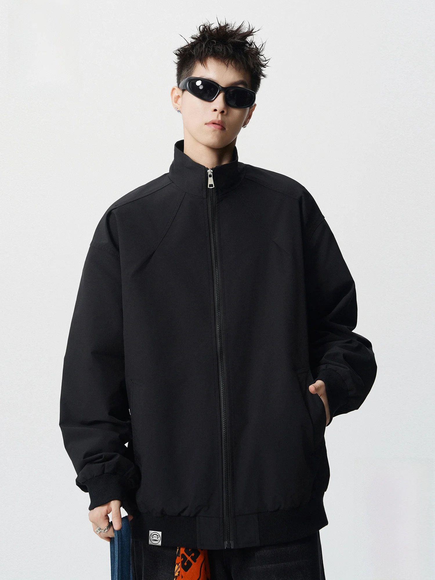 

PaulFrank Spring Loose Fit Flight Jaet Men's New Sle Casual Outerwear Polyester Fiber Long Sve Zipper Closure Pure Color