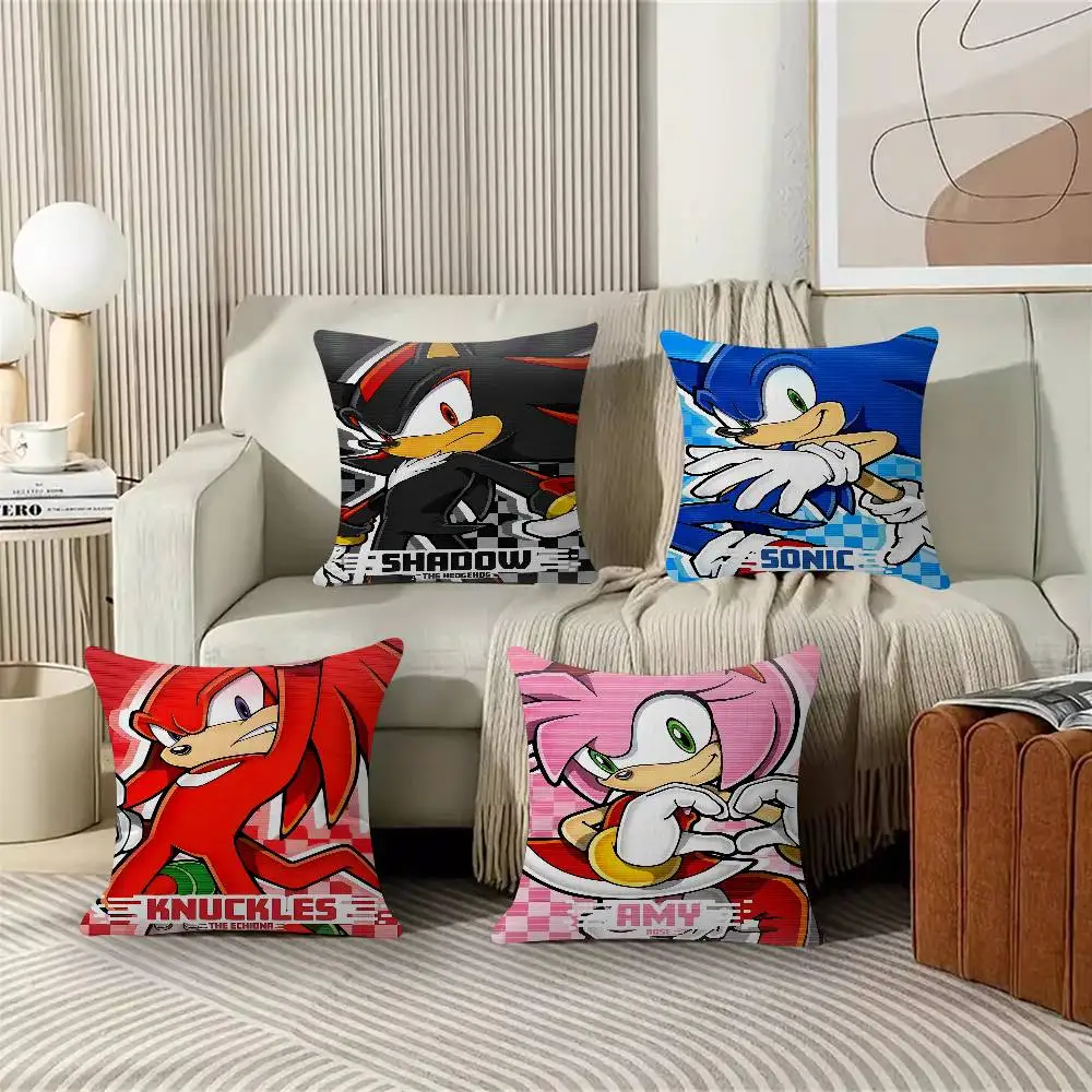 PC Classic Anime S-Sonic Characters Pillow Cushion Cover Pillowcase Living Room Sofa Home Decor Customized