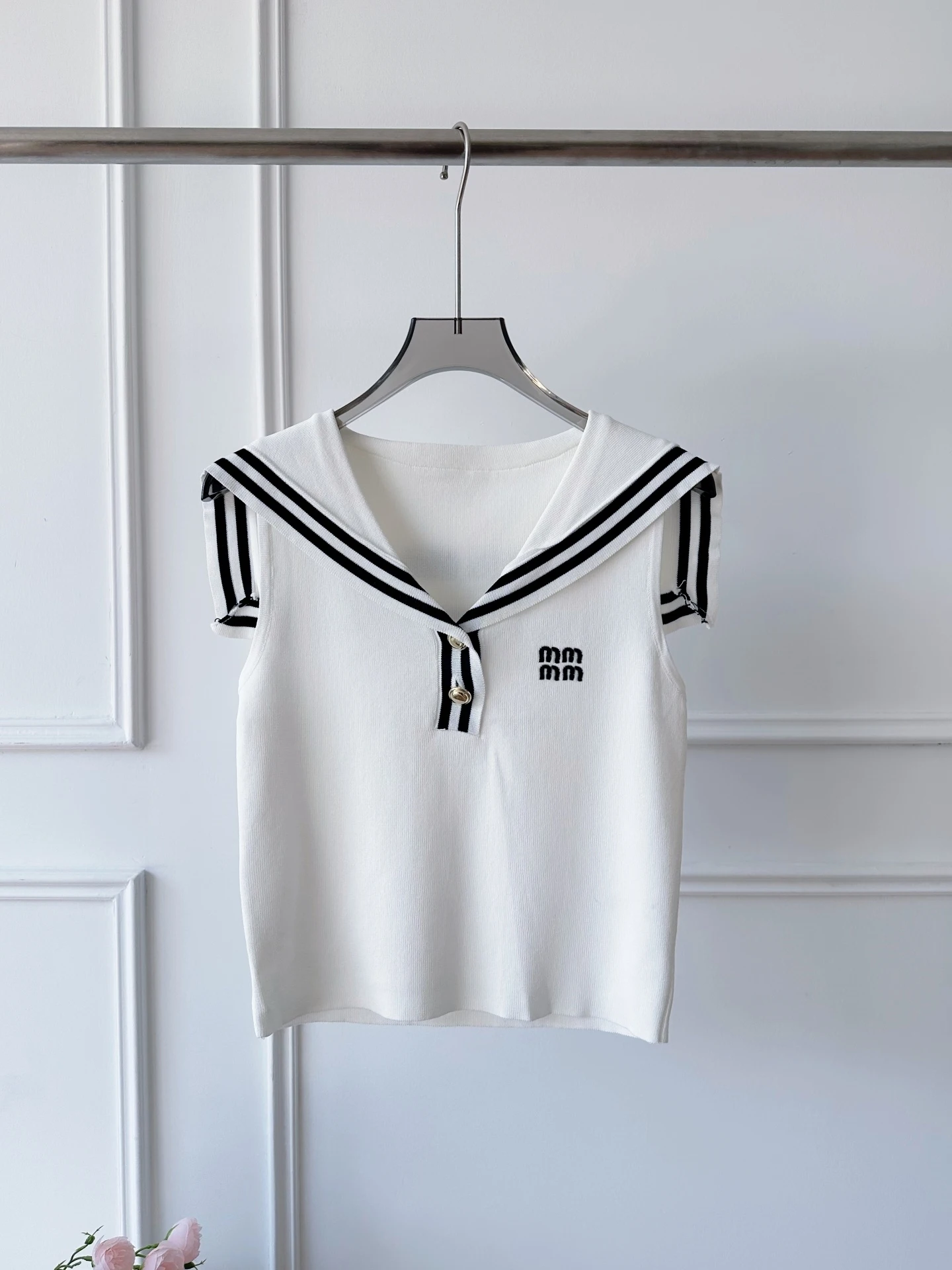 Chaleco sin mangas con cuello marinero para mujer, estilo universitario, a rayas, con bloques de color, tejido, informal, a la moda, corto, para verano
