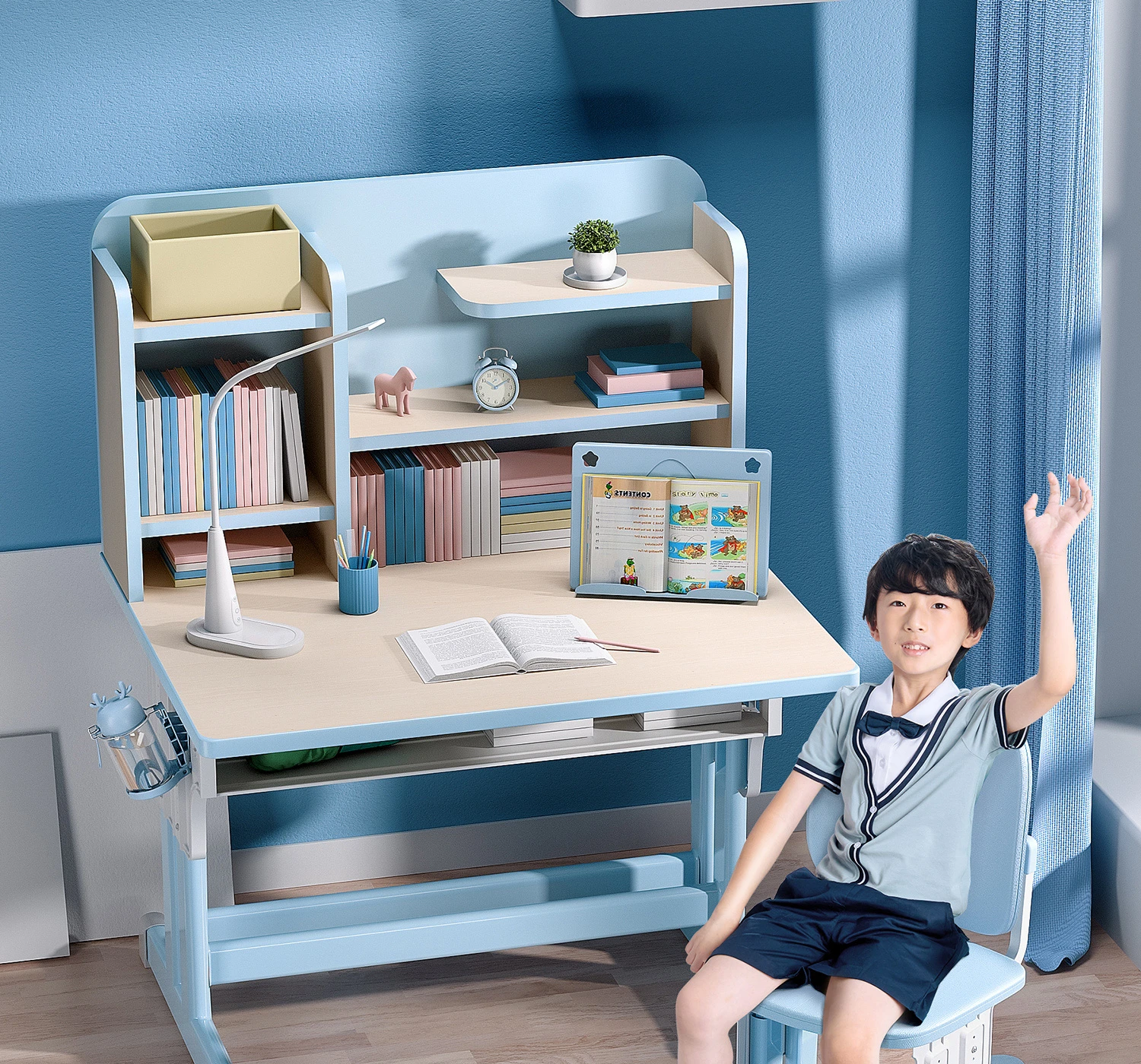 

Children's study desk student home set desks and chairs lifting desk writing desk