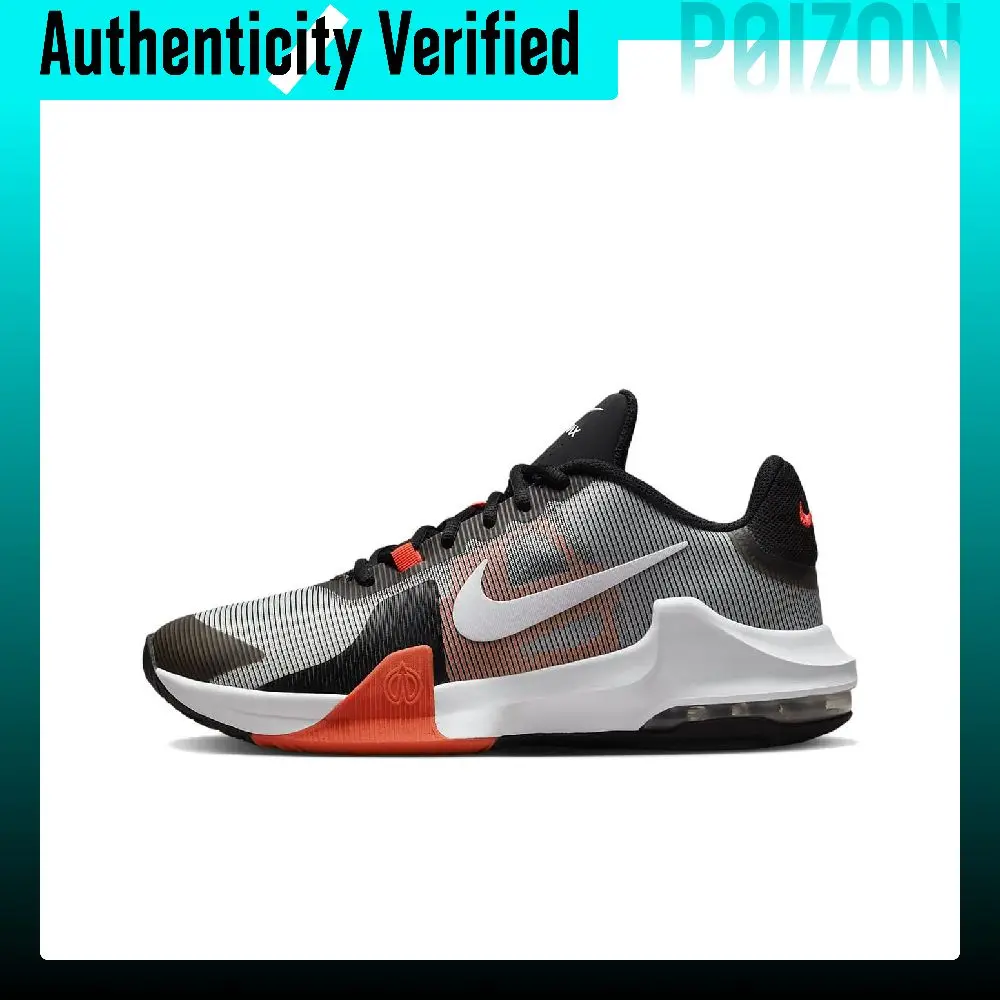 Nike Air Max Impact 4 Basketball Shoes Men's Low-top Gray Red DM1124-002