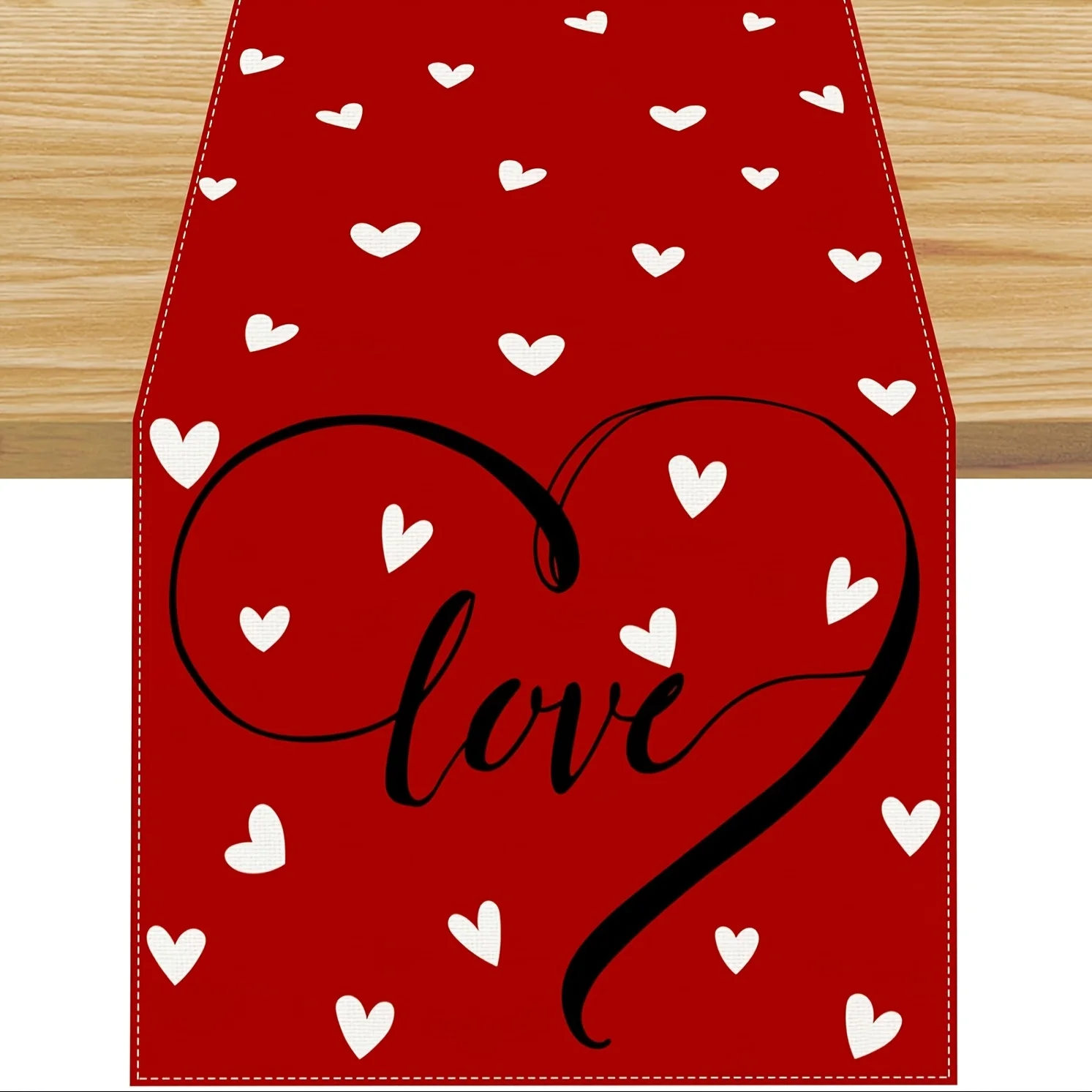 1 Piece Valentine's Day Heart-Shaped Table Runner - Red, Suitable for Modern Minimalist Homes, Art Studios, Business Meeting Rooms, Designer Salons, Model Room Decorations, Light Luxury Restaurants, Minimalist Exhibitions, Using Line Elements to Convey a Sense of Fashion/Simple Atmosphere.