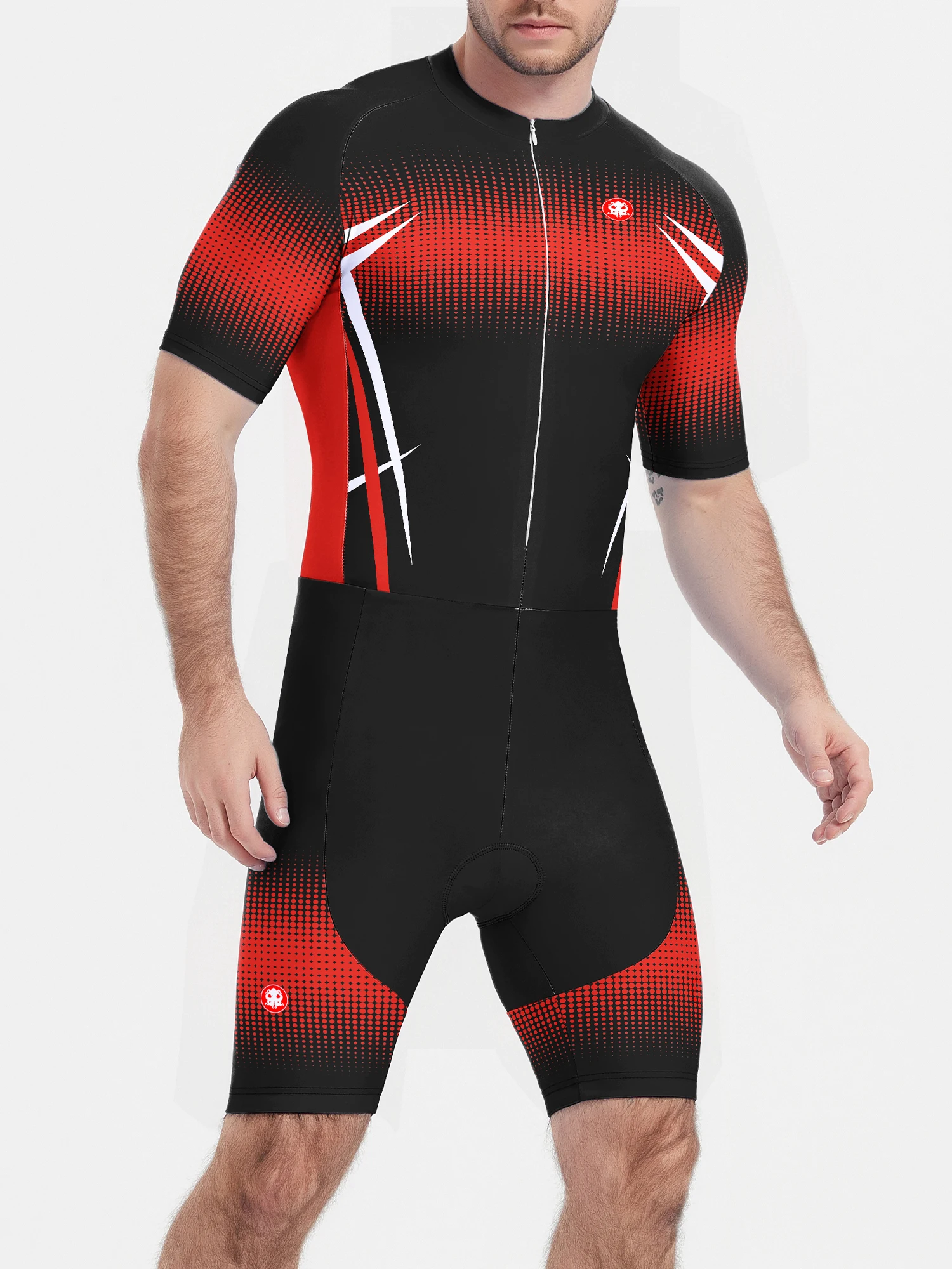 KRAKEN OCTOPUS cycling bodysuit dot print quick dry cycling jumpsuit men's triathlon set with three back pockets Thin cushion