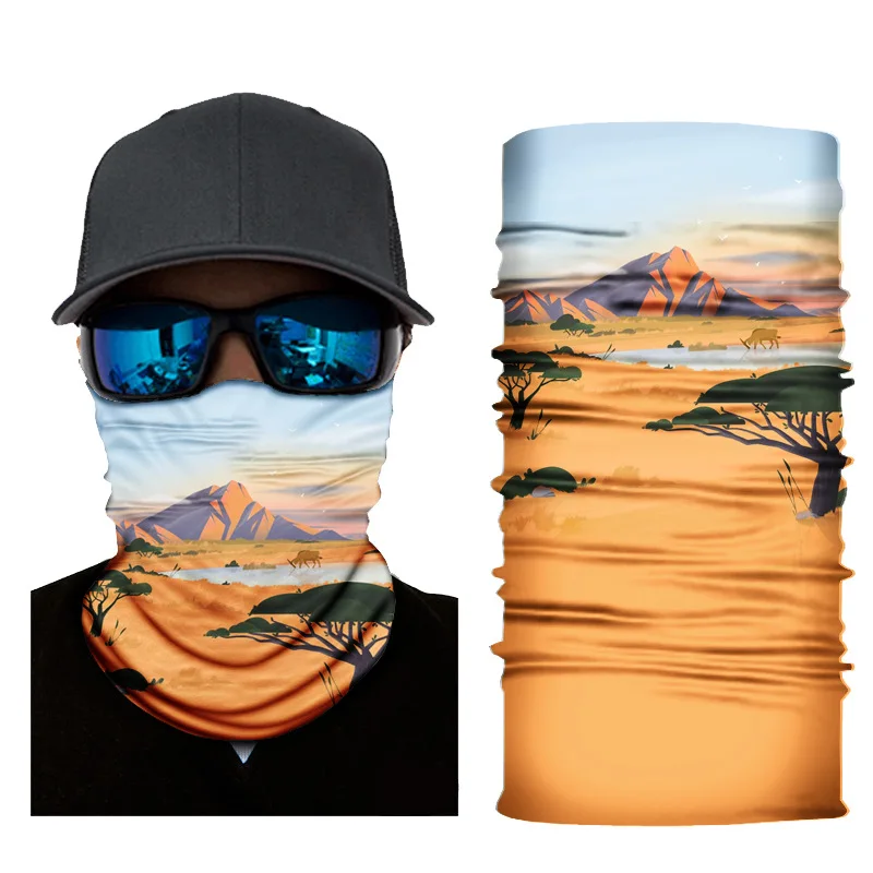 Outdoor Scenery Shemagh Neck Warmer Running Paintball Face Mask For Men Multi Use Bandana Women Cycling Fishing Bicycle Scarf