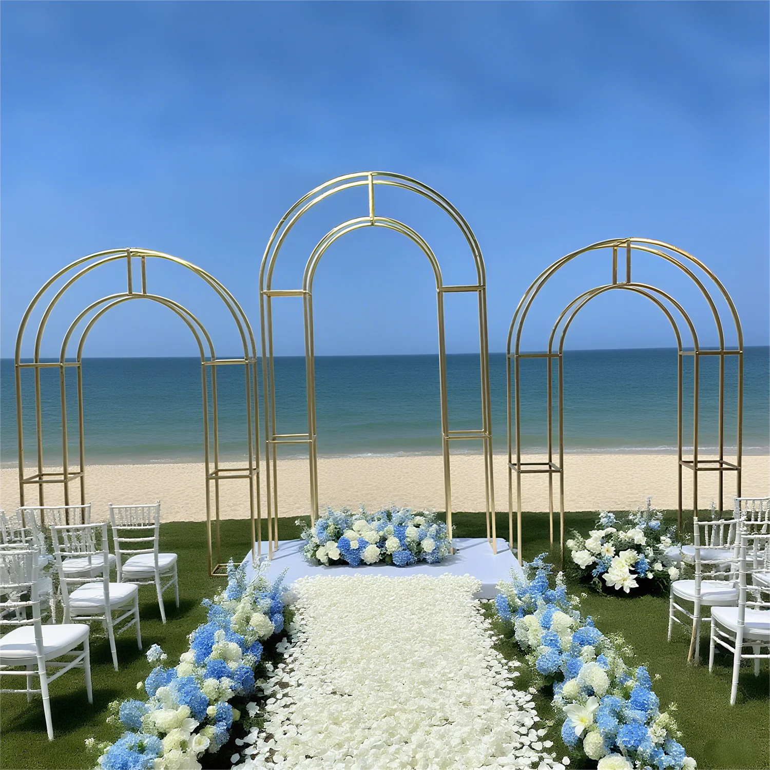 

Luxury Gold Wedding Arch Backdrop Geometric Metal Stand for Anniversary/Birthday/Outdoor Party Decor, Elegant Design