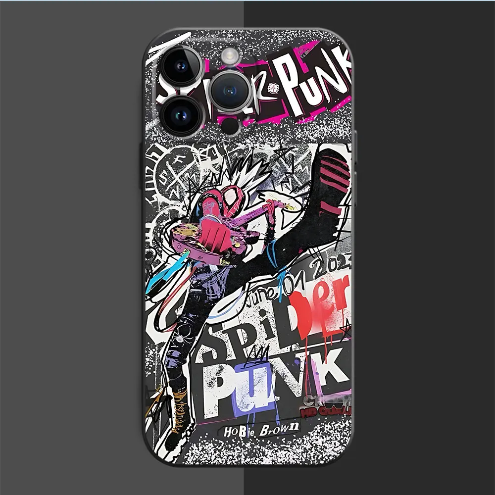 Phone Case for Apple iPhone 11 Pro 13 12 Mini 15 Pro Max SE 7 6s 14 XS X XR 8 Plus TPU Soft Marvel Spider Man Punk Cover Back