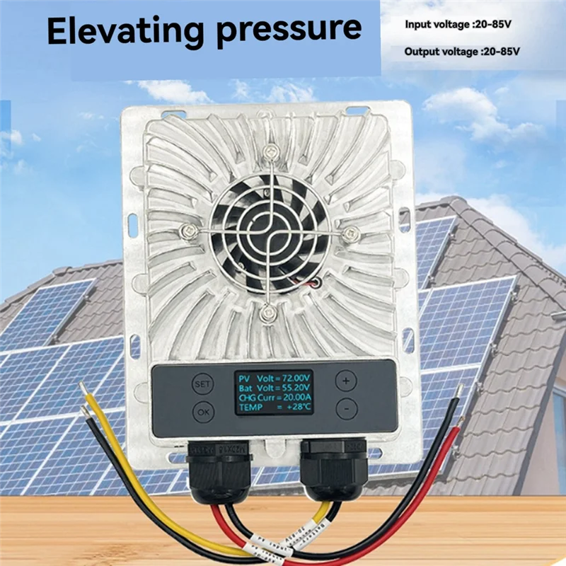 Controlador Solar MPPT con pantalla LCD, módulo reductor fotovoltaico eficiente ajustable de voltaje de 20-85V, requiere