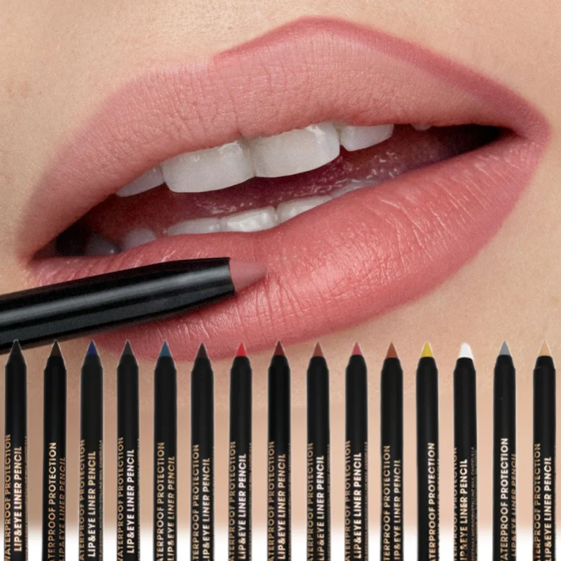 Lápis Lipliner de longa duração para mulheres, 15 cores, fosco, macio, delineador labial, vara como delineador, cosméticos, maquiagem, coreano