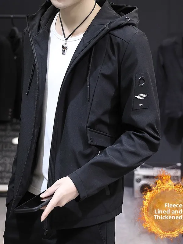 

Мужская утепленная куртка оверсайз с капюшоном, повседневная теплая верхняя одежда из полиэстера, с длинными рукавами, молодежная модная осенне-зимняя куртка