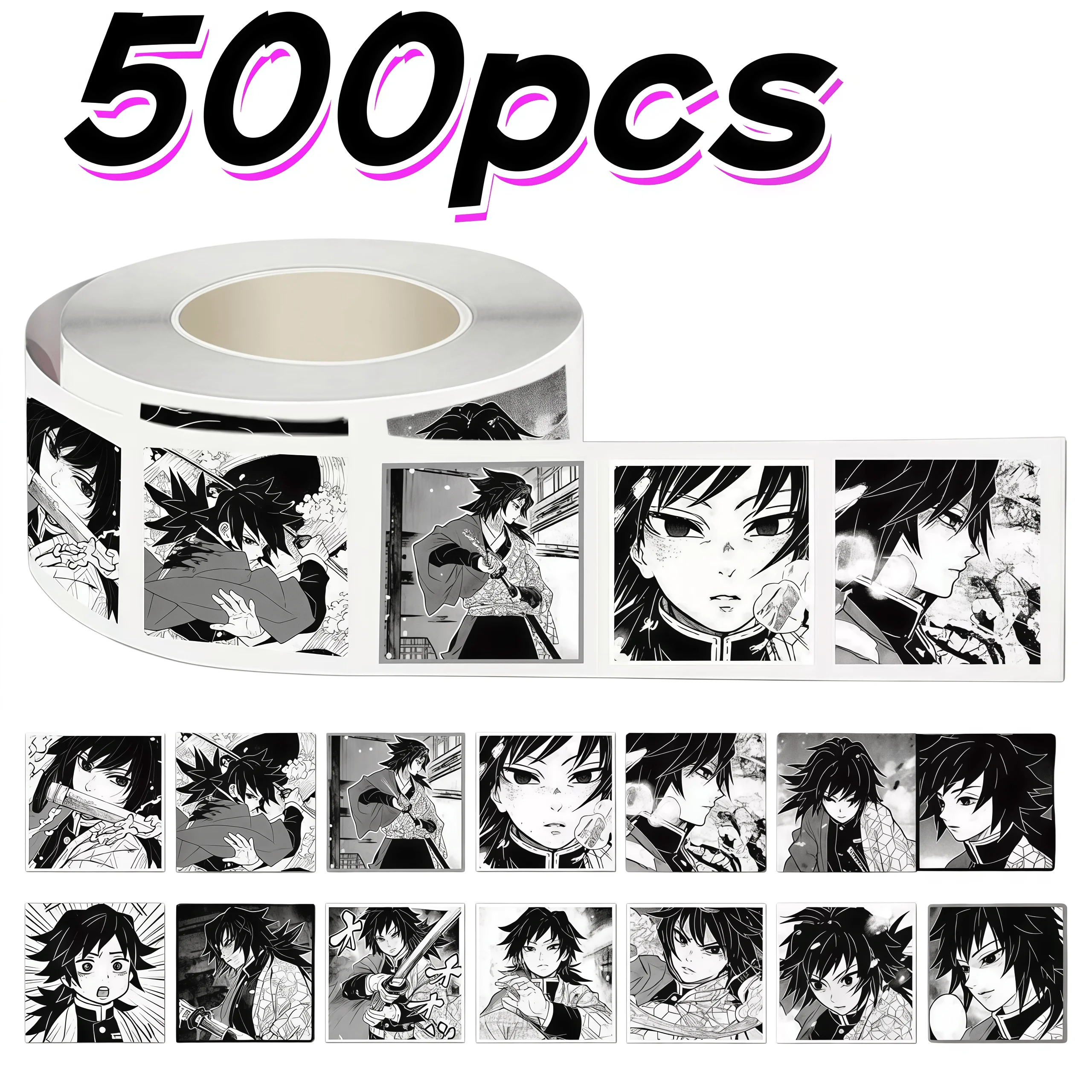 500-шт-рулонных-стикеров-в-стиле-манга-«Истребитель-демонов»-Томиока-Гиё-черно-белые-с-дизайном-комиксовых-панелей-наклейки-пломбы-для-декора-рукоделия-и-подарков