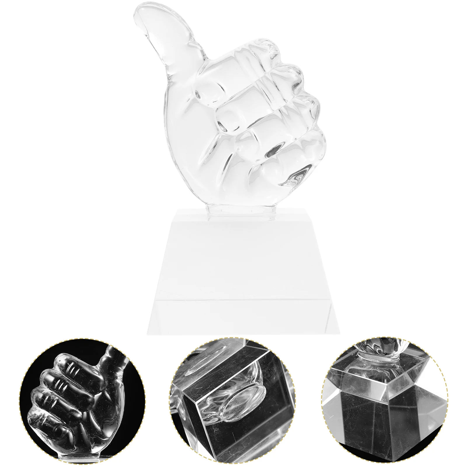 

Creative Thumb Shaped Award Trophy For Kids Transparent White Crystal Decorative Competition Champion Party Favor