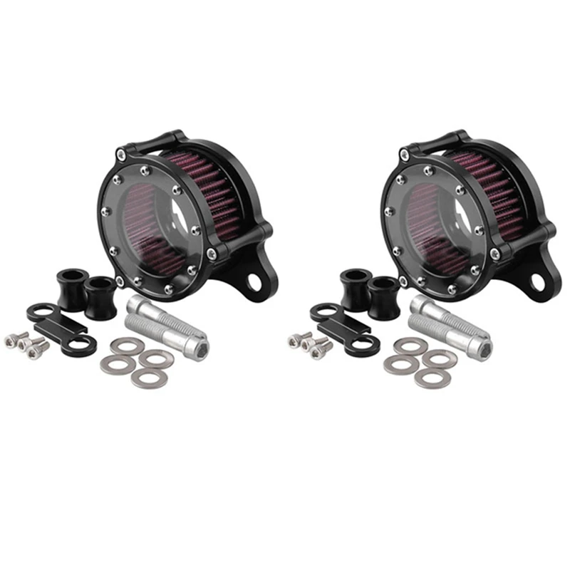 2X Air Cleaner Intake Filter System Kit For Sportster XL883 XL883N XL883R XL883P Iron 883 Forty Eight XL1200X 04-16