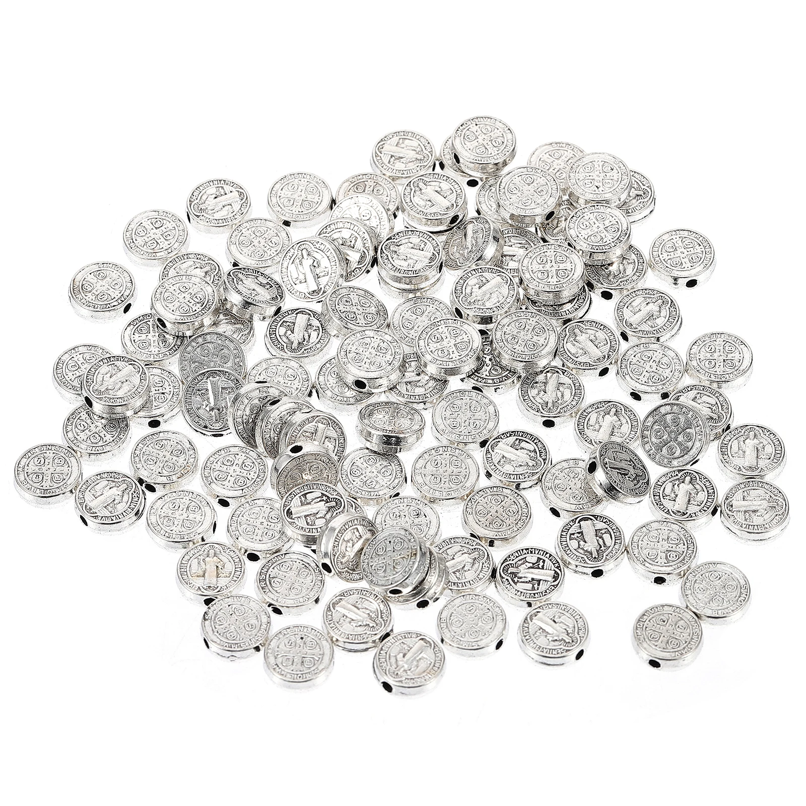 

Cross Beads Necklace Spacer Round Focal for Keychain Making Pendant Jewelry Alloy The