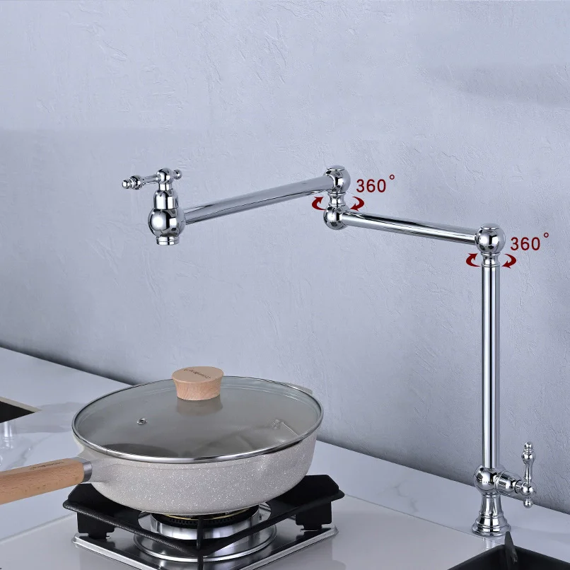 

Kitchen Sink Pot Faucet Single Cold Foldable Rotation Basin Mixer Brass Black Nickle Brush Chrme Finished Decked