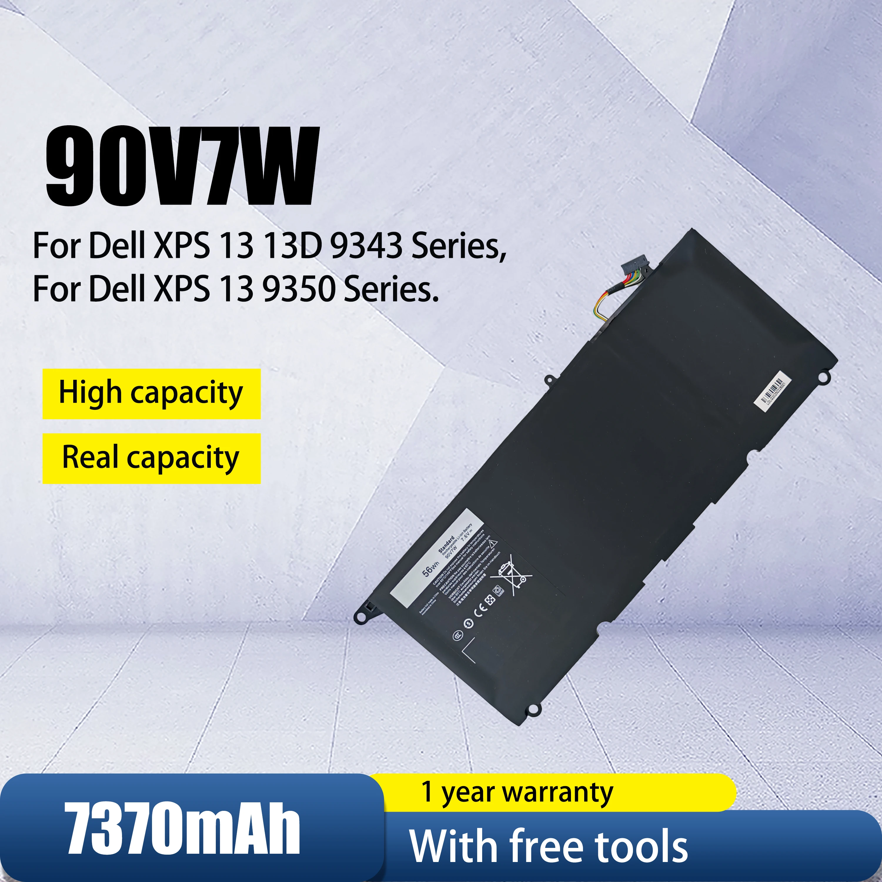 

New quality 90V7W JHXPY JD25G 090V7W Laptop Battery For Dell XPS 13 9343 XPS13 9350 13D-9343 P54G 0N7T6 5K9CP RWT1R 0DRRP 56WH
