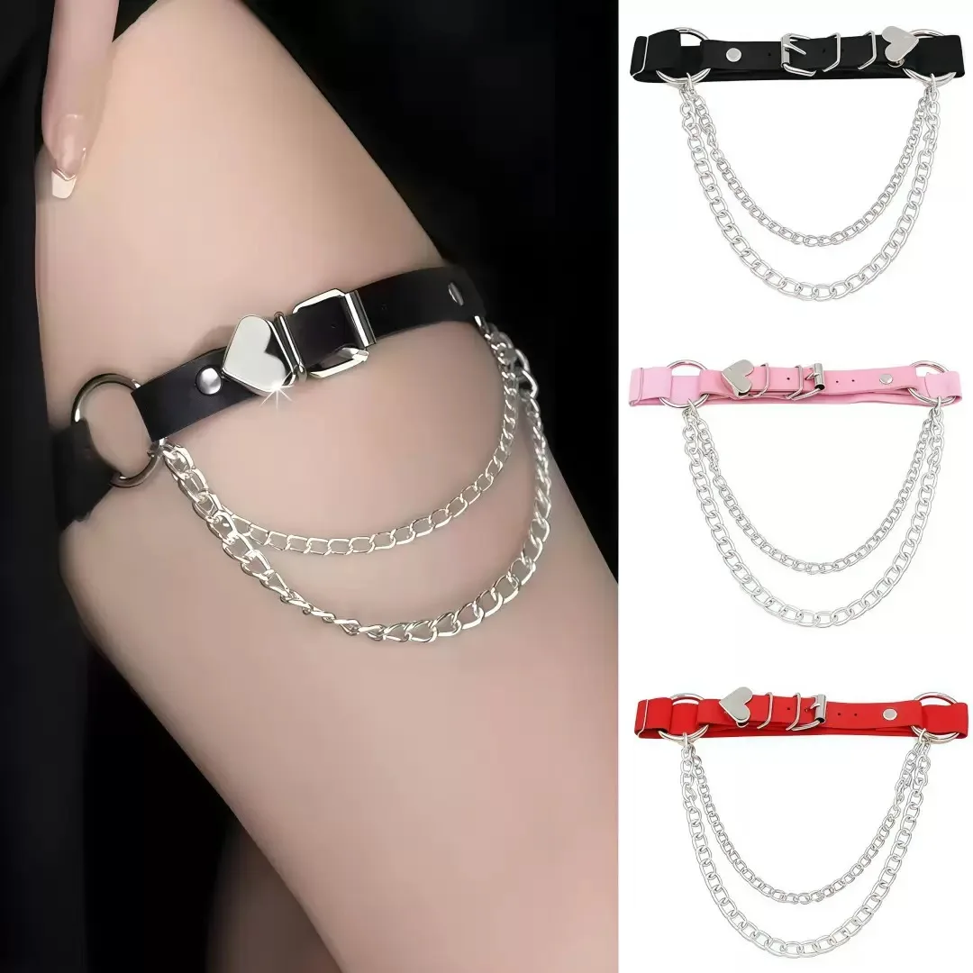Rivet Punk PU Leather Thigh Ring Adjustable Gothic Leg Harness Rock Club Party Cosplay Leg Accessories