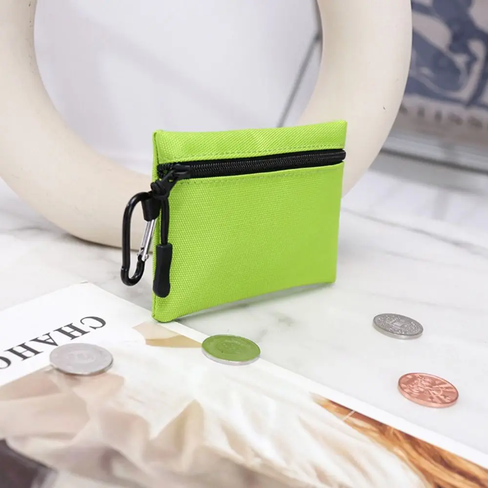 Practical Canvas Coin Purse Zipper Solid Color Card Bag Ultra Light Mini Size Small Item Bag Wallet Use