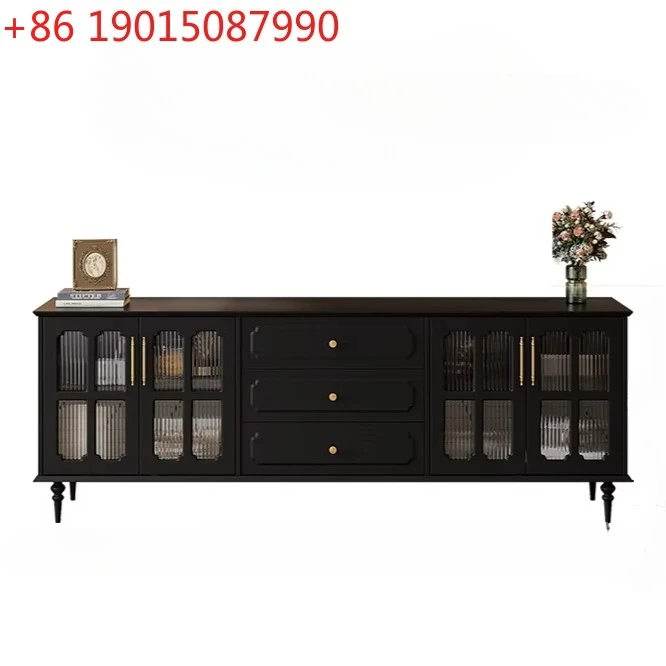 

N American Living Room TV Cabinet and Tea Table Combination Simple Modern Small Apartment Black TV Stand