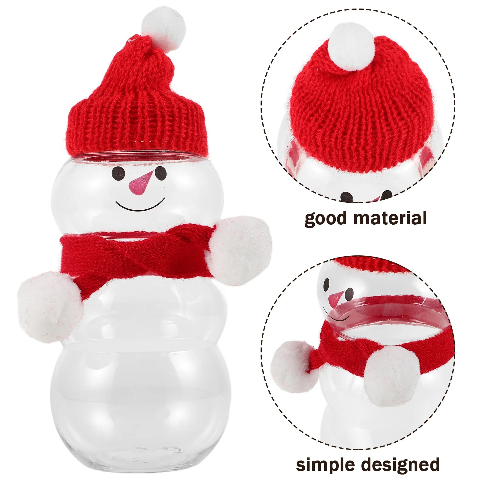 6 Sets Snowman Milk Tea Bottle Miniature Scarf Water Xmas Beverage Bottles Empty Clear Christmas Drink Jar Seal