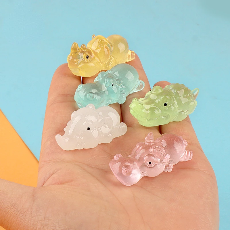 10pcs Kawaii Resin Luminous Animal Figurines for Decoration Desk Accessories Mini Figures Miniature Things Decorative Sculpture
