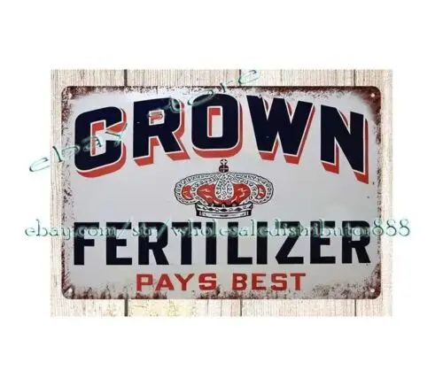 CROWN FERTILIZER metal tin sign home garden wall plaque wall decor