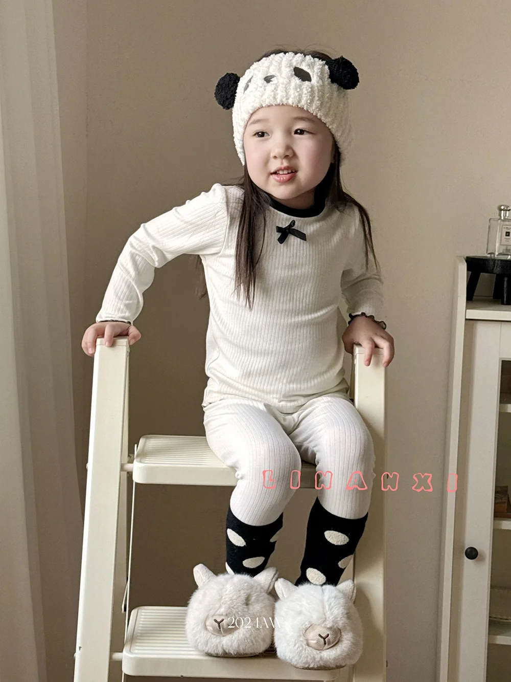 2024 Autumn New Children Girls Pajamas Clothes Set Toddler Ribbed Soft Cotton Tops+Leggings 2pcs Pants Suit Kids Casual Outfits