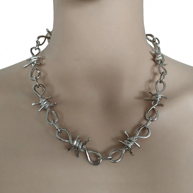 Wire Brambles Necklace Women Hip-hop Punk Style Barbed Wire Brambles Link Chain Choker Gifts for Friends Collares De Moda