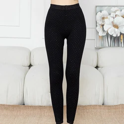 Pantalon en laine 100% Pure pour femme, Leggings Double épaisseur, serré, thermique, taille haute, tendance, automne et hiver