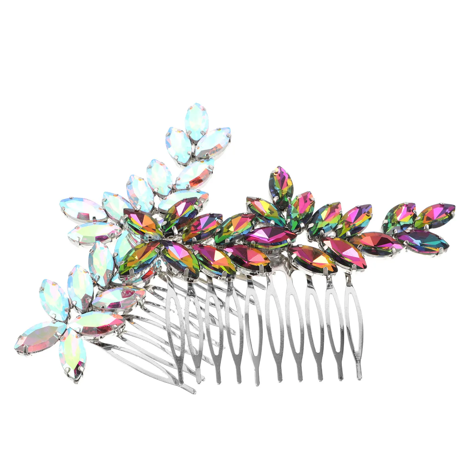 

2Pcs Handcrafted Bridal Rhinestone Side Combs Ab Wedding Prom Party Hair Accessories Elegant Secure Fit