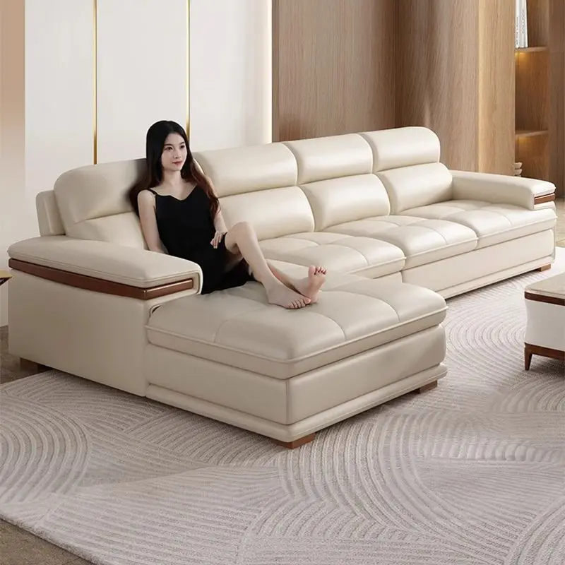 Cowhide sofa modern simple small apartment living room left and right corner of the concubine