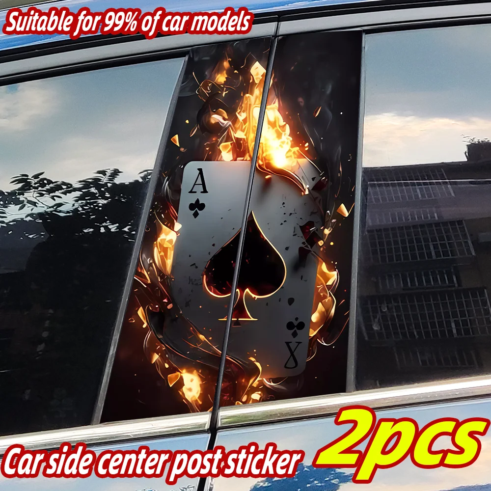 Poker Car Stickers Car B-pillar Decal Waterproof Stickers Auto Center Pillar Sticker Cover Scratches Vehicle Decor Accessories