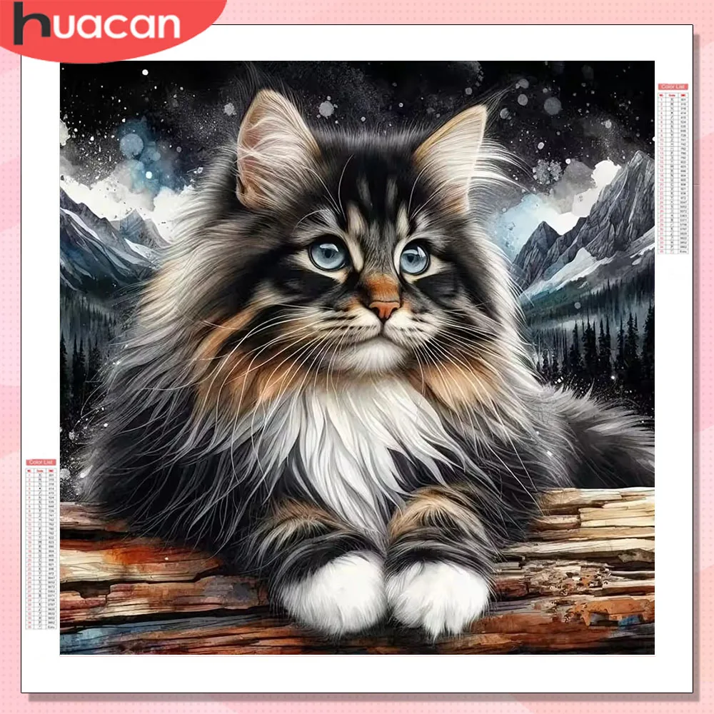 HUACAN Diamant Mosaik Katze Tier Handwerk Voll Platz Runde Diamant 5D Diy Malerei Bilder Von Strass