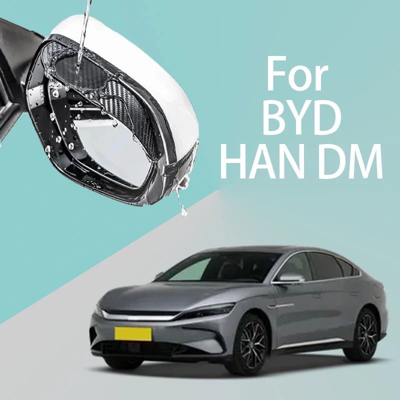 

For BYD HAN DM car rearview mirror rain brow thickened carbon fiber texture rearview mirror rain brow