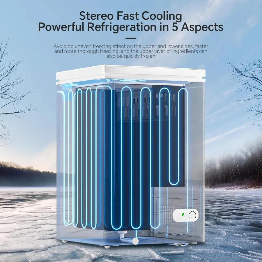 3.5 Cubic Feet Chest Freezer with 2 Removable Baskets White Free Standing Top Open Door Small Deep Freezer Adjustable Temperatu