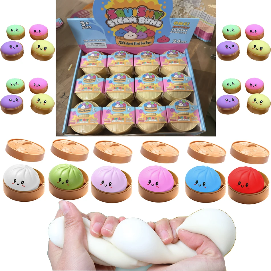 Dumpling-Druckentlastungs-Squishies: Niedliche, farbenfrohe Brötchen-Spielzeuge, langsam aufsteigend, Stressabbau-Fidget-Spielzeug für Kinder und Erwachsene, Anti-Angst-Spielzeug
