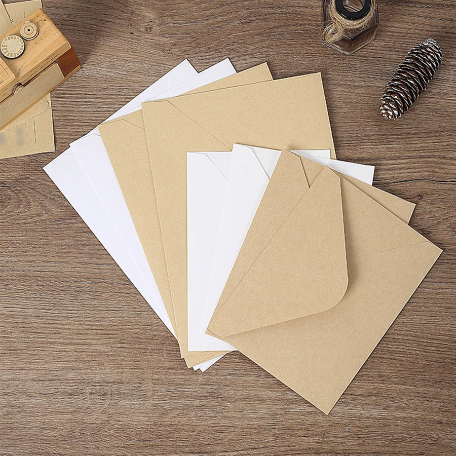 20pcs blank European yellow kraft paper/white kraft paper envelope, greeting card postcard without words simple envelope