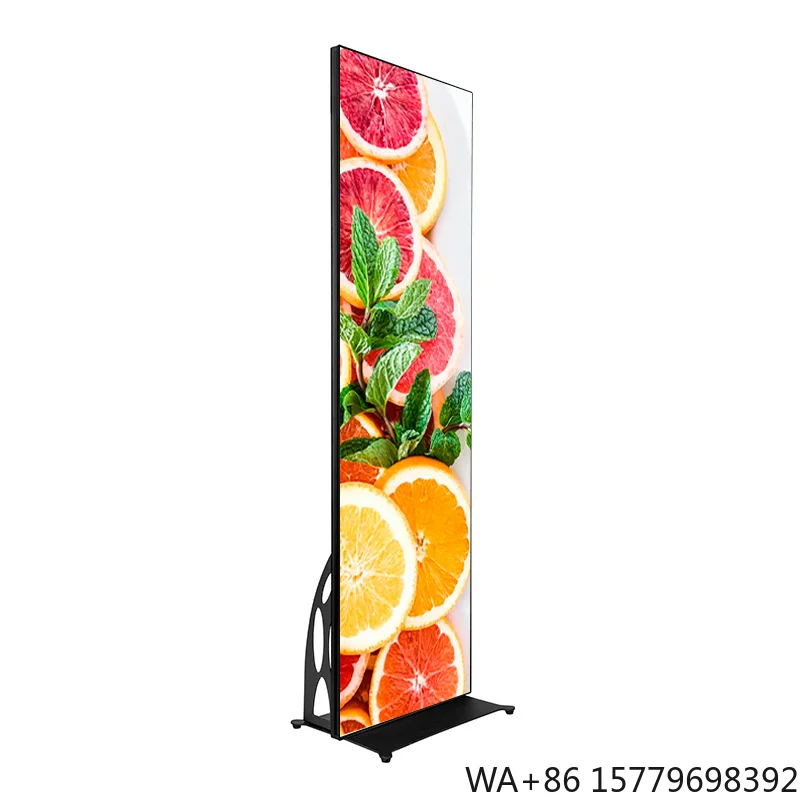 Indoor Outdoor Ultra Thin P1.86 P2 P2.5 P3 P4 Portable Smart WiFi Stand LED Screen Digital Advertising Poster