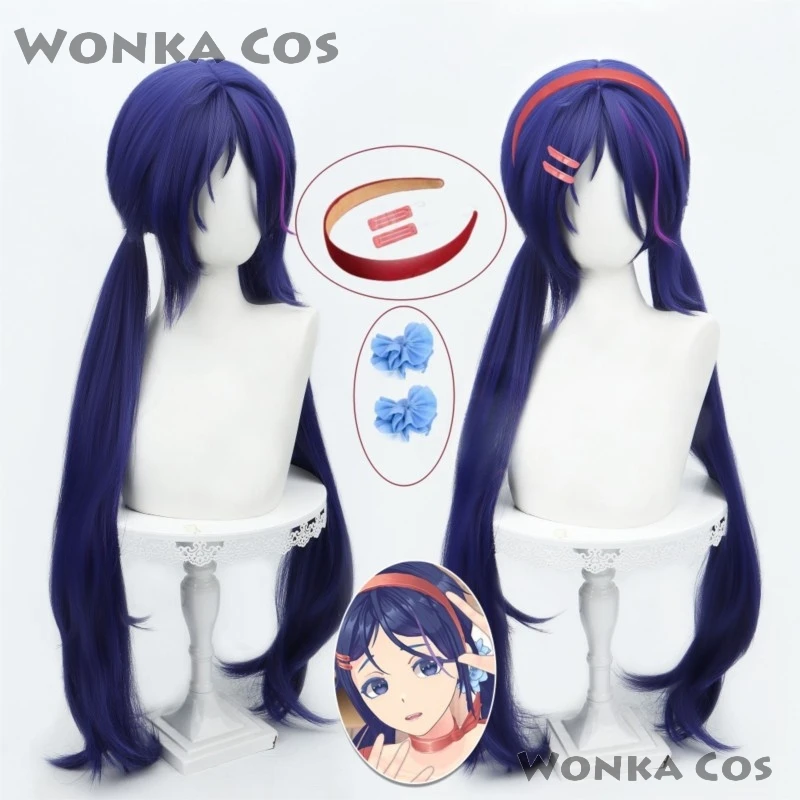 Anime Horror Game MiSide Cosplay Mita Мита Wig Purple Long Hair Hairclips Headband Accessory Woman Girls Cosplay Wig