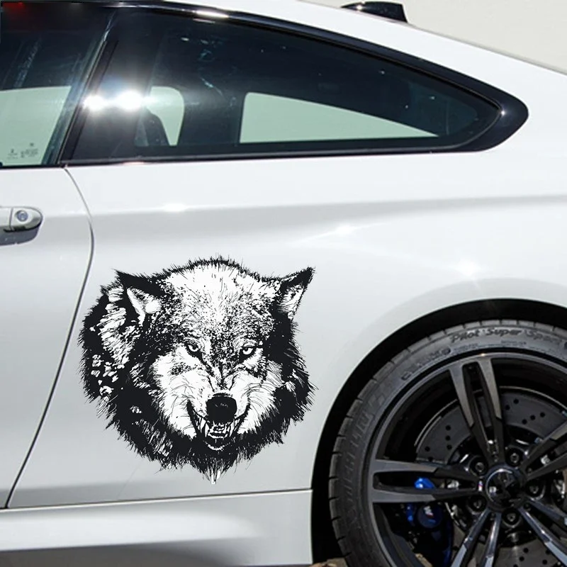 Car Sticker Angry Hungry Wolf Vinyl Car Bumper Body Rear Window Decorative Decal Waterproof Sunscreen Cover Scratches PVC,15CM