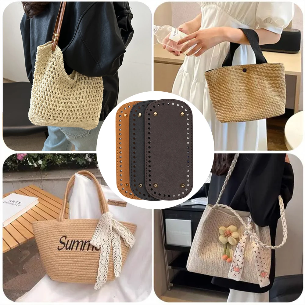 22*10cm Genuine Leather Oval Long Bottom Rectangle Round Bottom DIY Handmade Crochet Bag Bottom Bag Accessories for Knitted Bag
