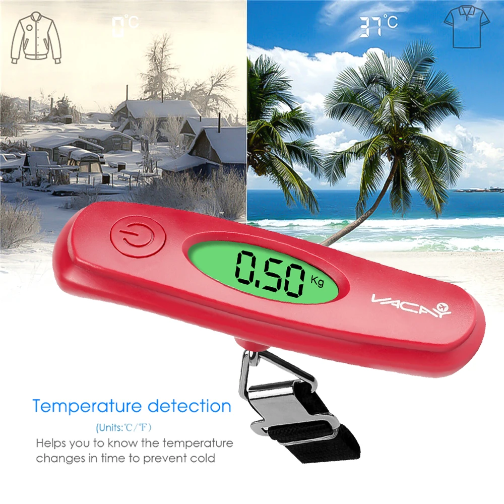 Digital Portable Suitcase Travel Scale 50kg x 10g LCD Luggage Scale Hanging Scales Balance Weight LCD