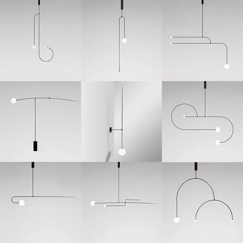 Nordic minimalist chandelier personalized creative minimalist geometric line lamp post-modern living room bedroom bedside lamp