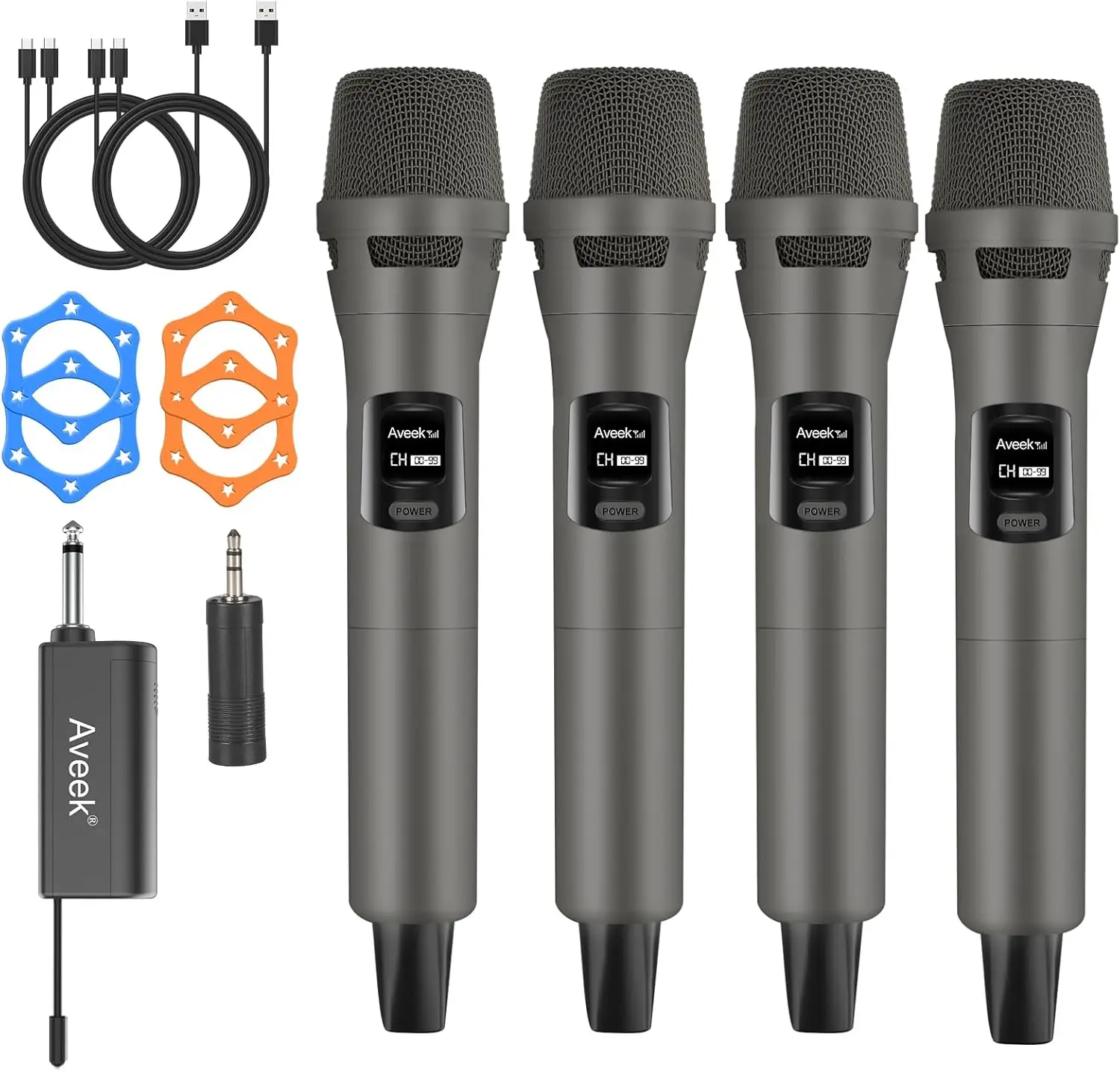 Sistema de Microfone Sem Fio para Karaokê com 4 Peças, Plug & Play para Cantar, Festas, Eventos, Compatível com Caixas de Som
