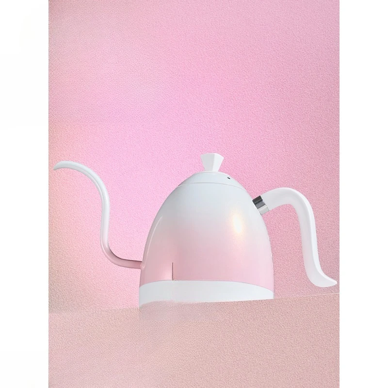 Gradual change color hand coffee pot, slender mouth stainless steel temperature control kettle, household coffee utensils 0.6L