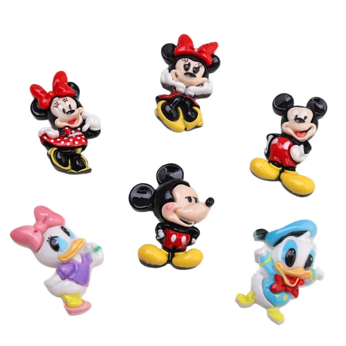 5pcs Cartoon DIY Resin Accessories Jewelry Happy Disney Mouse Cream Glue Hairpin Mobile Phone Case Keychain Pendant Charms