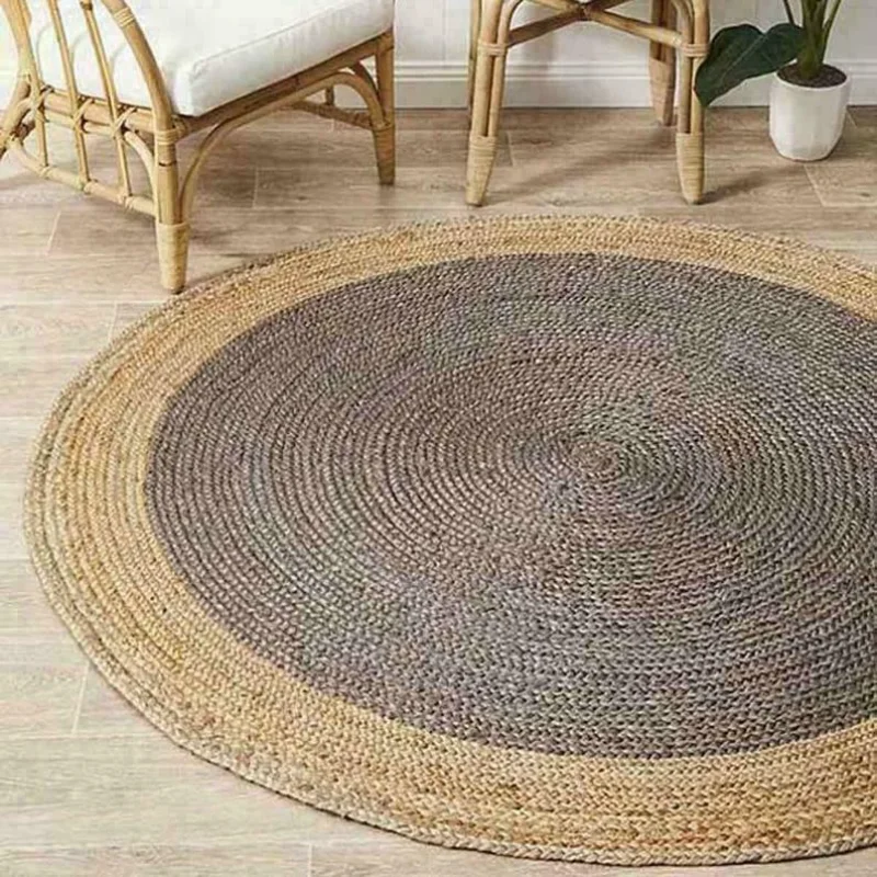 Rug Round Natural Weaving Style Carpet Double Sided Modern Appearance Carpet Living Room Carpet Bedroom Decor Area Rug