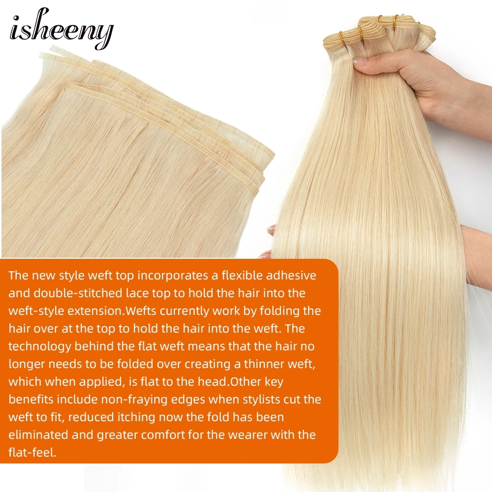 isheeny Customize Silk Flat Weft Human Hair Extensions 14