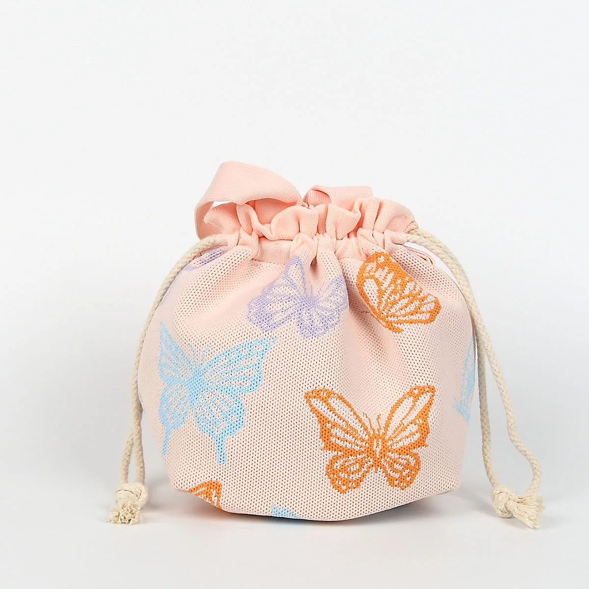 Women's portable drawstring tote bag, featuring a butterfly pattern, suitable for carrying and storing mobile phones, glasses, umbrellas, and cosmetics. Ideal for daily commuting, carrying lunch, and picnics. Made of d