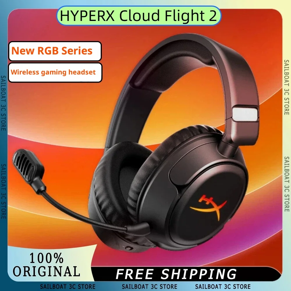 سماعات رأس HYPERX Cloud Flight 2 اللاسلكية 2.4G Bluetooth5.3 50mm سماعة رأس ديناميكية للألعاب مع ميكروفون قابل للفصل هدية